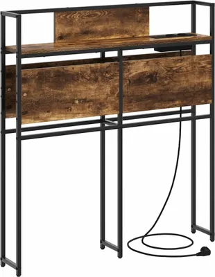 Image de vidaXL : Tête de lit avec espace de rangement, en bois composite imitation chêne fumé
