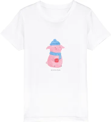 Produktbild von Mr. & Mrs. Panda Kindershirt Schweinchen Glühwein 12-14 Jahre (152/164) - Weiß - Geschenk, Kinder Baumwollshirt, Weihnachtsmarkt, Kleinkinder T-Shirt, Teenager, Jungen