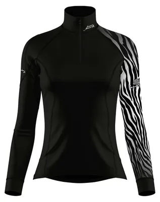 Obrázek produktu pro Dámské funkční triko dlouhý rukáv se zipem ZEBRA černá Bamboo Thermo - Černá / XS