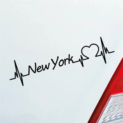 Produktbild von Auto Aufkleber New York Herz Herzschlag 19x5 cm Schwarz Glanz Sticker Heckscheibenaufkleber