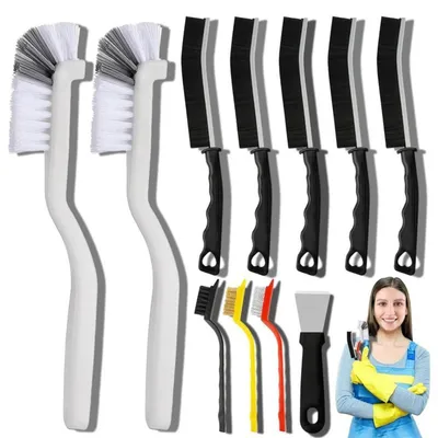Immagine prodotto di Set di 11 spazzole per la pulizia delle fughe, ideale per la cucina e il bagno