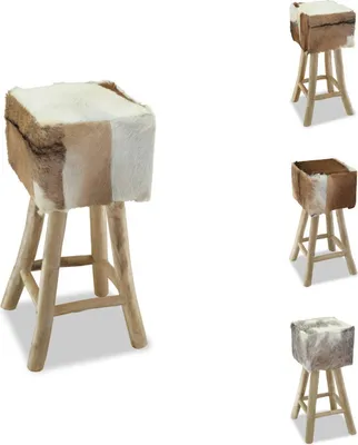 Produktbild von vidaXL Barhocker Echtleder und Massivholz Teak -  Barhocker