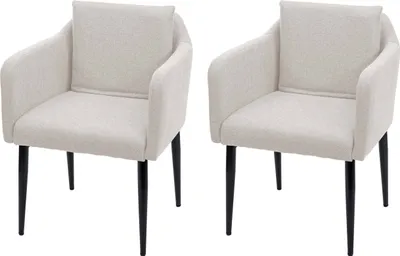 Immagine prodotto di set di 2 sedie per sala da pranzo HWC-H93, sedia da cucina poltroncina ~ tessuto/tessuto crema-beige