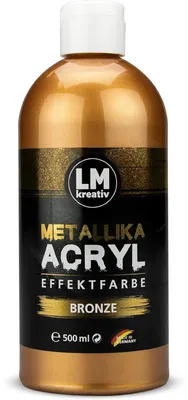Produktbild von LM-Kreativ Metallika Acryl-Effektfarbe 500 ml, Bronze – hochpigmentierte Metallic-Acrylfarbe, wetterfest für innen & außen