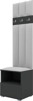 Produktbild von Garderoben-Set Nela IV LUX, gepolsterte Garderobe 50 cm mit Sitzbank, Wandpaneelen und Stauraum (Farbe: Graphit + Trinity 32)