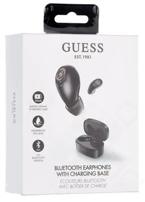 Obrázek produktu pro Bluetooth stereo sluchátka TWS GUESS V5.0 4H MUSIC TIME s dokovací stanicí BLACK (GUTWSJL4GBK )