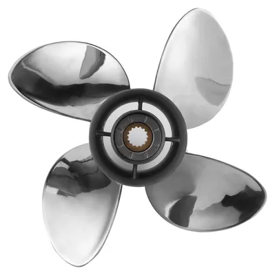 Image de Hélice à 4 pales, pas de 19, pour moteur à droite, en acier inoxydable, compatible avec les moteurs TOHATSU de 60 à 140 ch, carter d'engrenages de 4-1/4 pouces