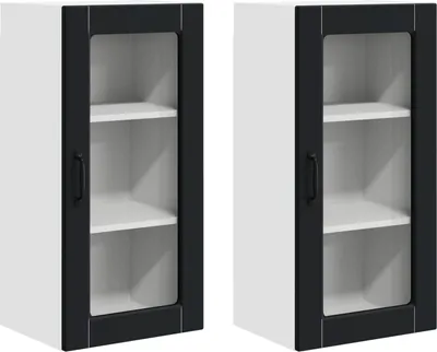 Obrázok produktu pre vidaXL Nástenná sklenená skriňa LUCCA, 2 ks, čierna, 40 x 31 x 80 cm