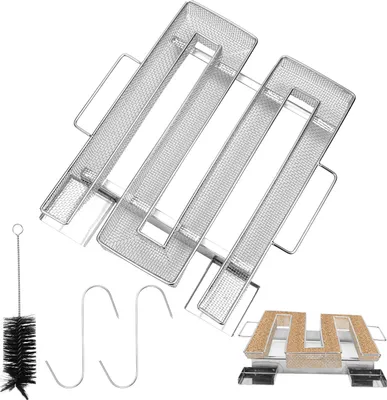 Produktbild von Izrielar BBQ Räucher - M Typ aus Edelstahl 22,5x17,5x4,5cm, Kaltraucherzeuger Kaltrauchgenerator Kalträuchern Smoker Räuchern