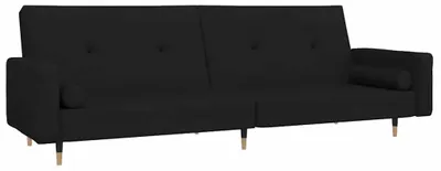 Produktbild von vidaXL Schlafsofa 2-Sitzer mit 2 Kissen Schwarz Samt