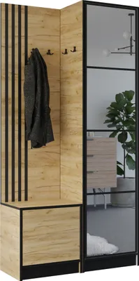 Produktbild von KIER FURNITURE Kleiderschrank EDEN, Schlafzimmer Schrank, Garderobeschrank, Flurschrank Craft Eiche 106,4x205x39 cm