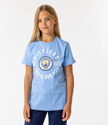 Image de T-shirt enfant Manchester City grand logo - Taille 164 - Bleu - Vêtements de supporter - Football - Man City