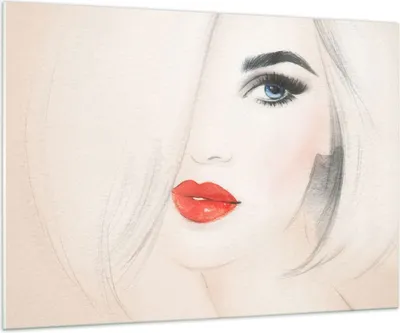 Produktbild von Bilder auf glas - Frau Gesicht Lippen - 100x70cm - Glasbilder - Wandbilder - Kunstdruck - zum Aufhängen bereit - Wanddekoration aus Glas - Glas Bilder - Wandbild auf Glas - Einteilig - GAA100x70-3860