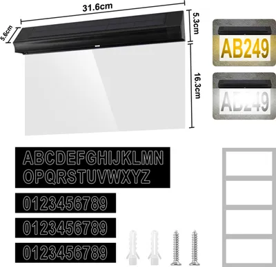 Produktbild von Solar-Tuerschild-Leuchten fuer den Aussenbereich, wasserdicht, digital, zur Wandmontage, Adresse, Nummernschild, Tuer, Gartenbeleuchtung