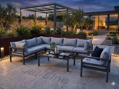 Produktbild von Jet-Line Gartenmöbel Ecklounge XXL Garten KRETA hellgrau Aluminium