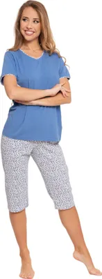 Immagine prodotto di Pigiama da donna Moraj manica corta + pantaloni del pigiama a 3/4 4400-005, Colore: Blu/Bianco, Taglia: S
