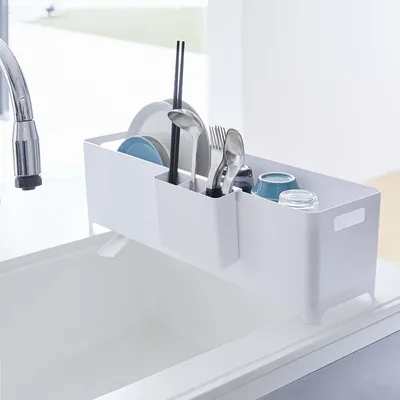 Produktbild von Yamazaki Abtropfgestell 55cm Abtropfständer Geschirr Abtropfschale weiß Tower 04314