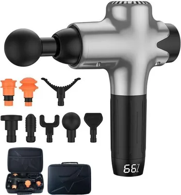 Produktbild von INF Masážní pistole s 8 vyměnitelnými masážními hlavicemi Šedá