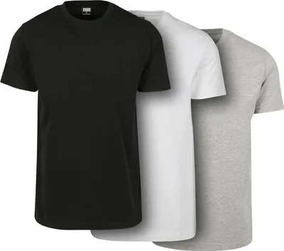 Image de Urban Classics TB2684B | Basic Tee 3-Pack T-shirt Homme - Couleur : Black/White/Grey - Taille : 4XL