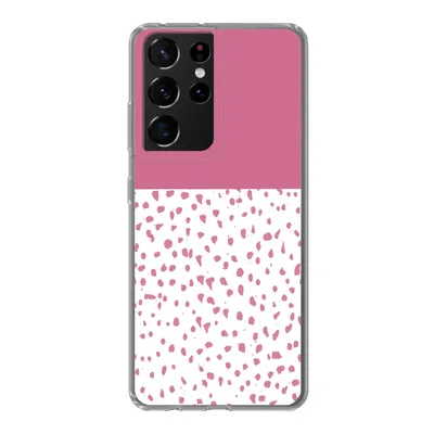 Produktbild von MuchoWow® Handyhülle Schutzhülle Hülle für Samsung Galaxy S21 Ultra Punkte - Rosa - Muster Silikon Softcase Handy Hülle - Mobiltelefon