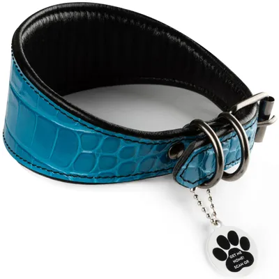 Produktbild von Hundehalsband aus echtem Leder – Blau – XS