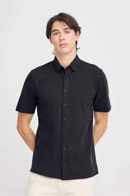 Produktbild von Casual Friday CFFOLKE piquet Herren Kurzarmhemd Hemd Herrenhemd Baumwollmischung slim fit