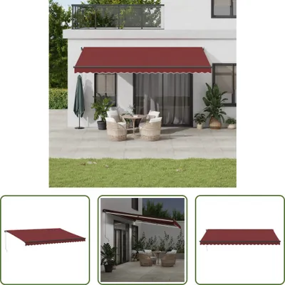 Produktbild von The Living Store Markise Manuell mit LEDs Weinrot 500x300 cm