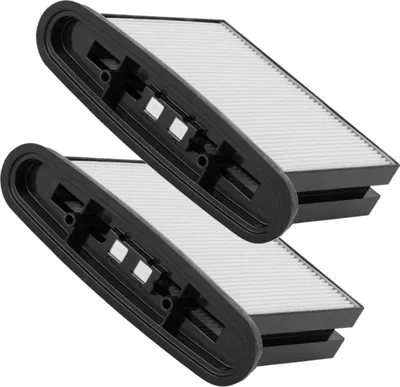 Two identical air filters are shown from a diagonal angle against a white background.