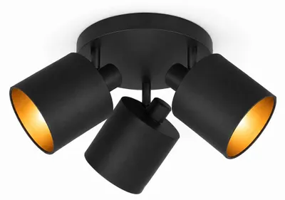 Produktbild von hoftronic LED-Deckenstrahler 3 Spots E14 Fassung IP20 Schwarz Gold