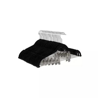 Obrázok produktu pre In And OutdoorMatch Hanger Velvet Ethelyn - 12 kusov čierna - Vešiak na nohavice - Protišmykový - Úspora miesta - 45x23