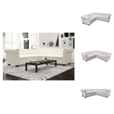 Immagine prodotto di vidaXL Divano angolare Chesterfield 5 posti in Pelle finta bianco - Divani