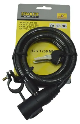 Produktbild von Fahrradschloss Kabelschloss 4 Farben 12x1200mm Fahrradschloss Schloss