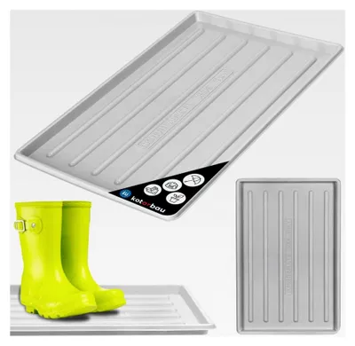 Produktbild von Schuhabtropfschale - 45 x 30 cm - Abtropfmatte für nasse Schuhe - Schuhablage für Herbst und Winter - Schuhmatte aus Kunststoff - Schuhtablett - Schuhwanne für Flur - Grau