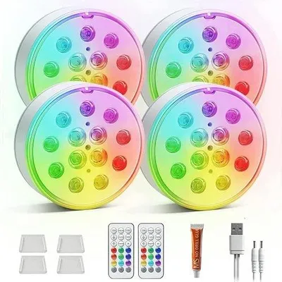 Zdjęcie produktu dla Lampa LED podwodna ładowalna rgb 16 kolorów IP68 do basenu jacuzzi prezent