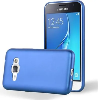 Produktbild von Cadorabo Schutzhülle für Samsung Galaxy J1 2015 Hülle in Blau Handyhülle TPU Silikon Etui Cover Case