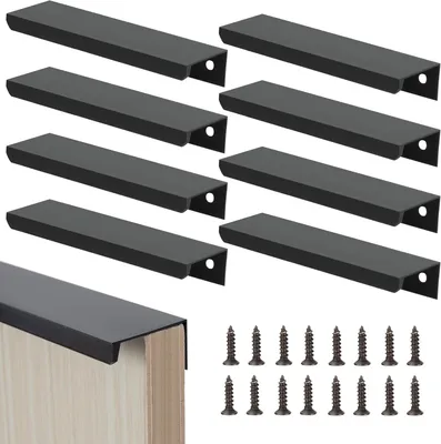 Productafbeelding van Zwarte meubelgreep, 150 mm, 8 stuks, geschikt voor keuken en kast