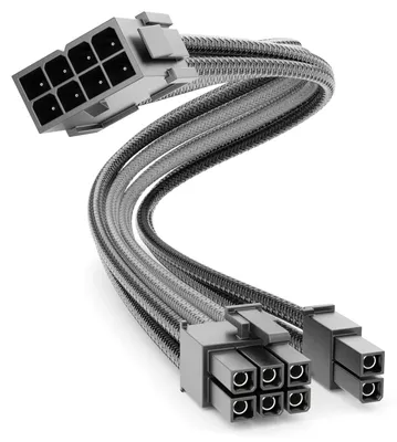 Produktbild von deleyCON 6+2 Pin PCI Express GPU Grafikkarte Strom Kabel Verlängerung 30cm - 18 AWG PSU PC Computer Netzteil Nylon Stromkabel Stromversorgung Stecker auf Buchse - Schwarz Grau