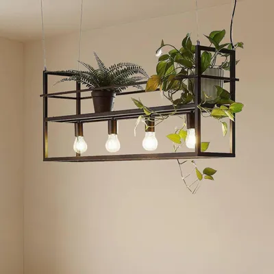 Produktbild von Lindby Hängeleuchte Grisela, Regal, schwarz, Metall, 120 cm