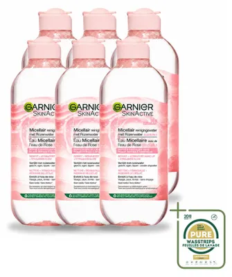Productafbeelding van 6 x Garnier SkinActive Micellaire Reinigingswater met rozenwater, 400 ml - Voordeelverpakking - 6 stuks