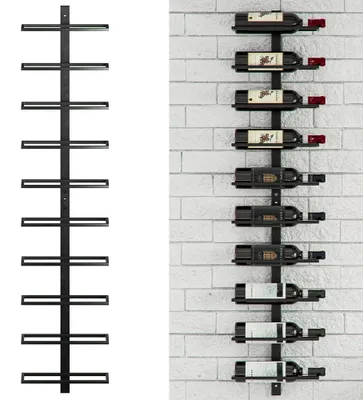 Wein-Wandregal mit 10 Fächern, industrielles Design, 127x28x8 cm