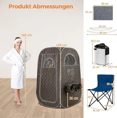 Obrázok produktu pre Prenosná domáca sauna s 3l parným generátorom, sivá