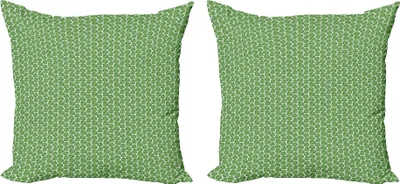 Obrázek produktu pro ABAKUHAUS Sada povlaků na polštářek Philodendron (2ks), rytmický akvarelový vzhled listů monstery, 40 x 40 cm, limetkově zelená, olivově zelená