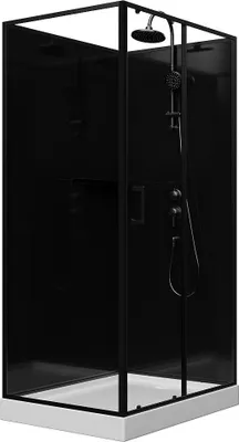 Produktbild von Duschkabine - rechteckig - Beidseitige Installation - Schwarz - 110 x 80 x 225 cm - ZODANI