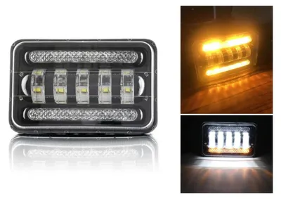 Produktbild von Universelle 5-Zoll-LED-Scheinwerferlampe, Halogen, 12V–24V, Abblend-/Fernlicht mit DRL-Tagfahrlicht, Blinker, weiß-gelb, 4000 lm