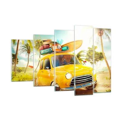 Produktbild von Bilder auf glas - Auto Strand Reise Sommer - 150x100cm - Glasbilder - Wandbilder - Kunstdruck - zum Aufhängen bereit - Wanddekoration aus Glas - Glas Bilder - Wandbild auf Glas - GEG150x100-2839