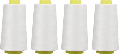 Produktbild von 4 Stück Overlock-Garn, weiß, Premium-Polyester, robust, langlebig, verschleißfest, weit verbreitet