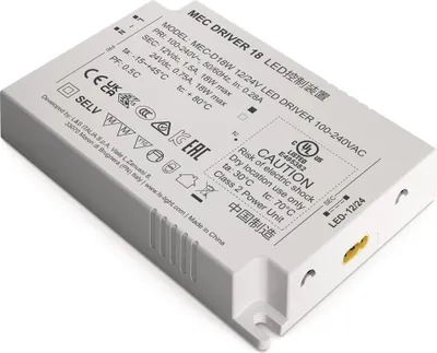 Immagine prodotto di Convertitore LED 100-240 V/AC 12+24V DC L.110mm 18 W bianco liscio