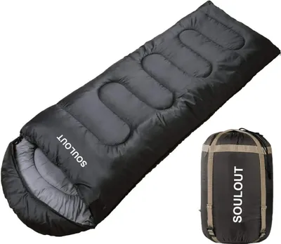 Produktbild von SOULOUT Schlafsack 3-4 Jahreszeiten - Wasserdichter Leichter Deckenschlafsack für Camping, Reisen und Outdoor-Aktivitäten -Ideal Erwachsene Kinder