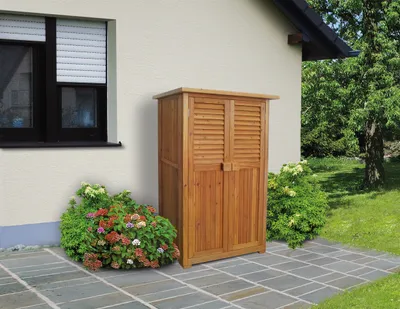 Produktbild von weka Balkon/Terrassenschrank 195 B, DT, 3 Einlegeböden, Farbe:honigbraun, Dachform:Flachdach