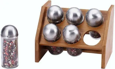 Produktbild von Renberg | Gewürzset | 7-teilig mit Glasflaschen und Bambushalter